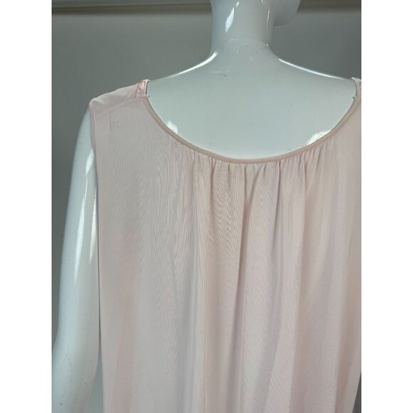 Vintage Sears 100% Nylon Pink Sleeveless Nightgown With Floral Embroidery Size M - Picture 9 of 16